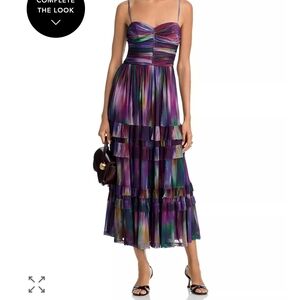 Aqua Purple Multicolor Tiered Midi Dress